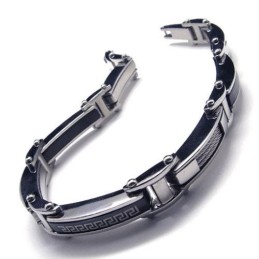 Pulsera Con Dije De Titanio Puro Negro Y Plata Para Hombre Y Niño