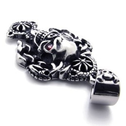 Colgante De Titanio Con Calavera Y Diamante Rojo