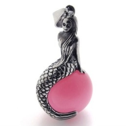 Colgante De Titanio Con Gema De Sirena