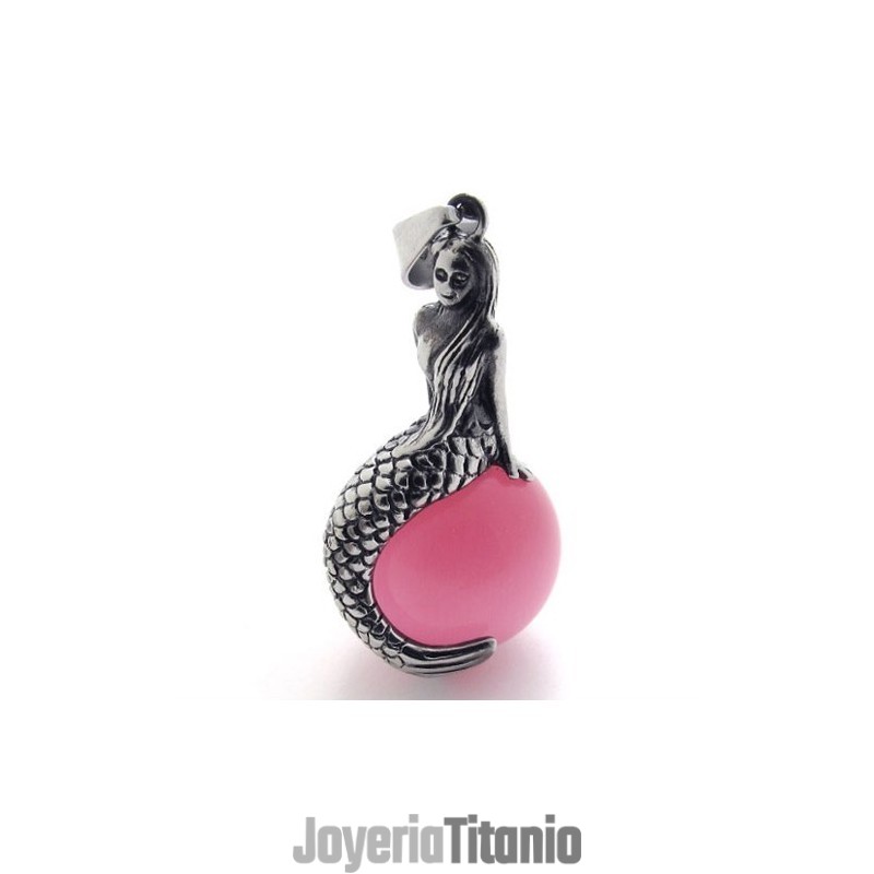 Colgante De Titanio Con Gema De Sirena