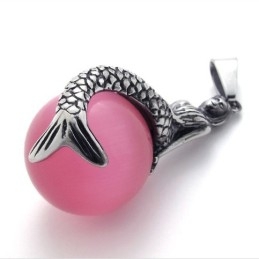 Colgante De Titanio Con Gema De Sirena