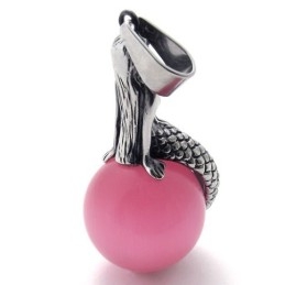 Colgante De Titanio Con Gema De Sirena