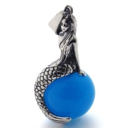 Colgante De Titanio Con Gema De Sirena