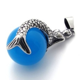 Colgante De Titanio Con Gema De Sirena