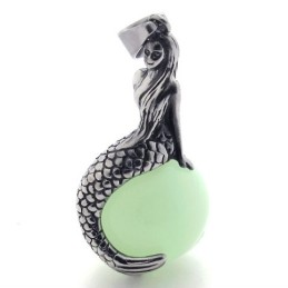 Colgante De Titanio Con Gema De Sirena