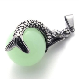 Colgante De Titanio Con Gema De Sirena