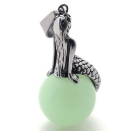 Colgante De Titanio Con Gema De Sirena