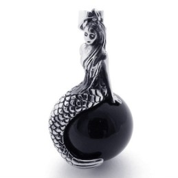 Colgante De Titanio Con Gema De Sirena