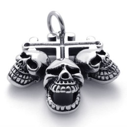 Colgante De Cruz De Titanio Con Calavera