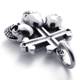 Colgante De Cruz De Titanio Con Calavera