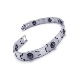 Pulsera Magnética De Titanio Puro Para Hombre, Color Plata Y Negro