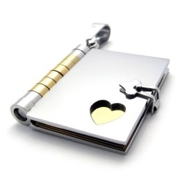 Colgante De Titanio Para Amantes De Los Libros De Oro