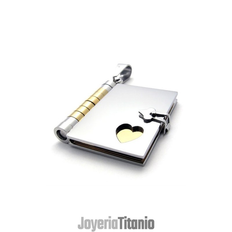 Colgante De Titanio Para Amantes De Los Libros De Oro