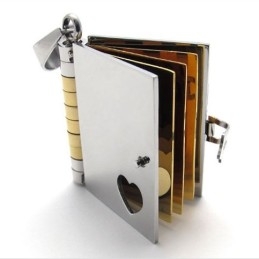 Colgante De Titanio Para Amantes De Los Libros De Oro