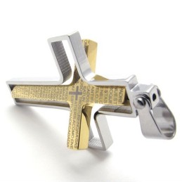 Colgante De Cruz De Titanio Dorado