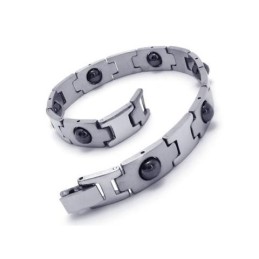 Pulsera Magnética De Titanio Puro Para Hombre, Color Plata Y Negro