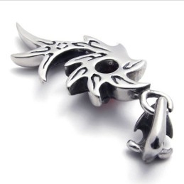 Colgante De Titanio Con Diseño De Sirena De Diamantes Rojos