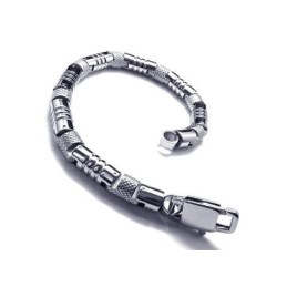 Pulsera De Titanio Puro 316L Con Dije Para Hombre En Plata