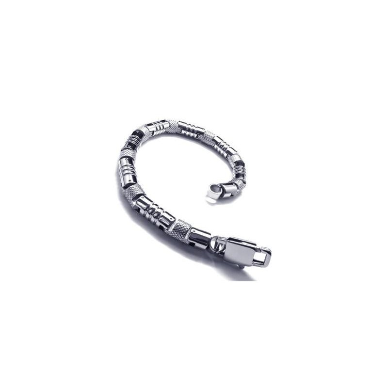 Pulsera De Titanio Puro 316L Con Dije Para Hombre En Plata Pulsera De Titanio Puro 316L Con Dije Para Hombre En Plata