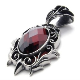 Colgante De Titanio Con Piedra Preciosa Roja