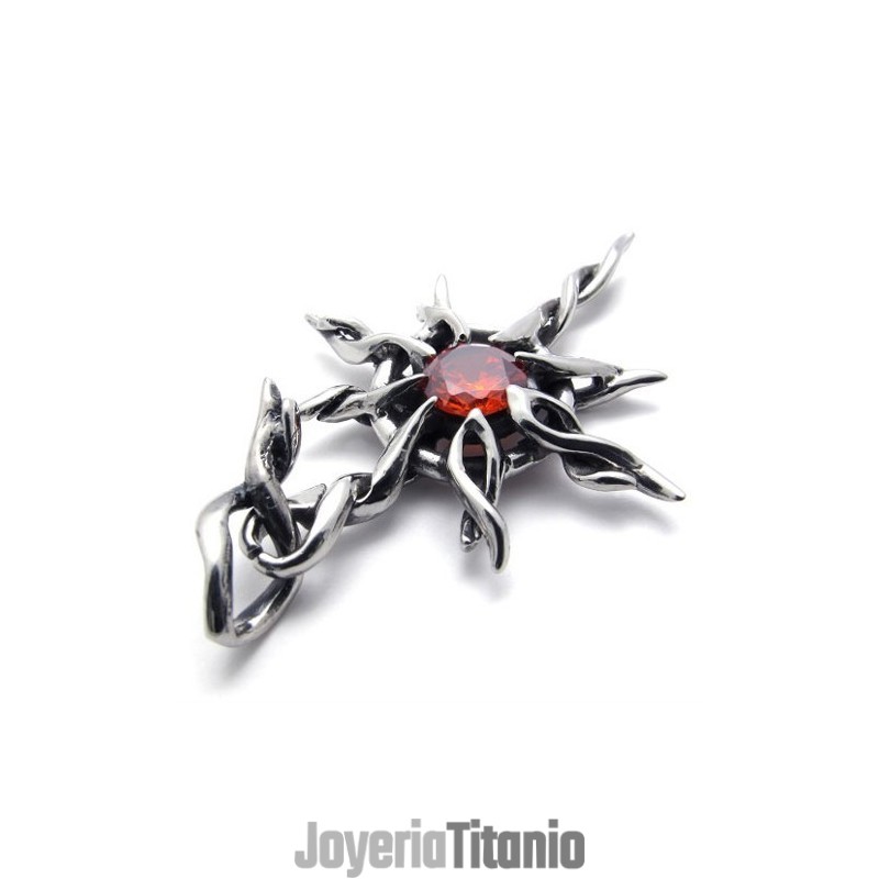 Colgante De Titanio Con Diamante Rojo Colgante De Titanio Con Diamante Rojo