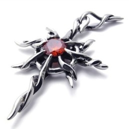 Colgante De Titanio Con Diamante Rojo