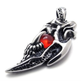 Colgante De Titanio Con Gemas Rojas Y Alas