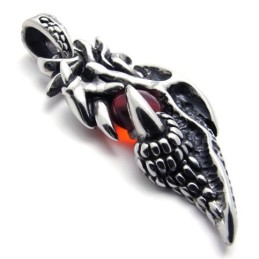 Colgante De Titanio Con Gemas Rojas Y Alas