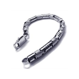 Pulsera De Titanio Puro 316L Con Dije Para Hombre En Plata