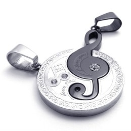 Colgante De Titanio Con Notas Musicales Negras Para Amantes De La Música