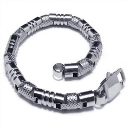 Pulsera De Titanio Puro 316L Con Dije Para Hombre En Plata