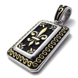 Colgante De Titanio Con Placa De Identificación Dorada