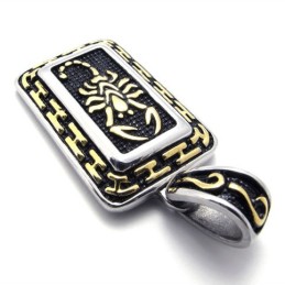 Colgante De Titanio Con Placa De Identificación De Escorpión Dorado