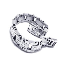 Pulsera Cruzada Con Dije De Titanio Puro Y Plata Para Hombre Y Niño