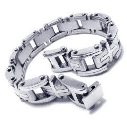 Pulsera Cruzada Con Dije De Titanio Puro Y Plata Para Hombre Y Niño