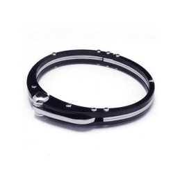 Pulsera De Titanio Puro Con Dije De Plata Negra Para Hombre
