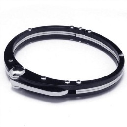 Pulsera De Titanio Puro Con Dije De Plata Negra Para Hombre