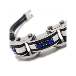 Pulsera De Caucho De Titanio Puro Azul, Negro Y Plateado Para Hombre
