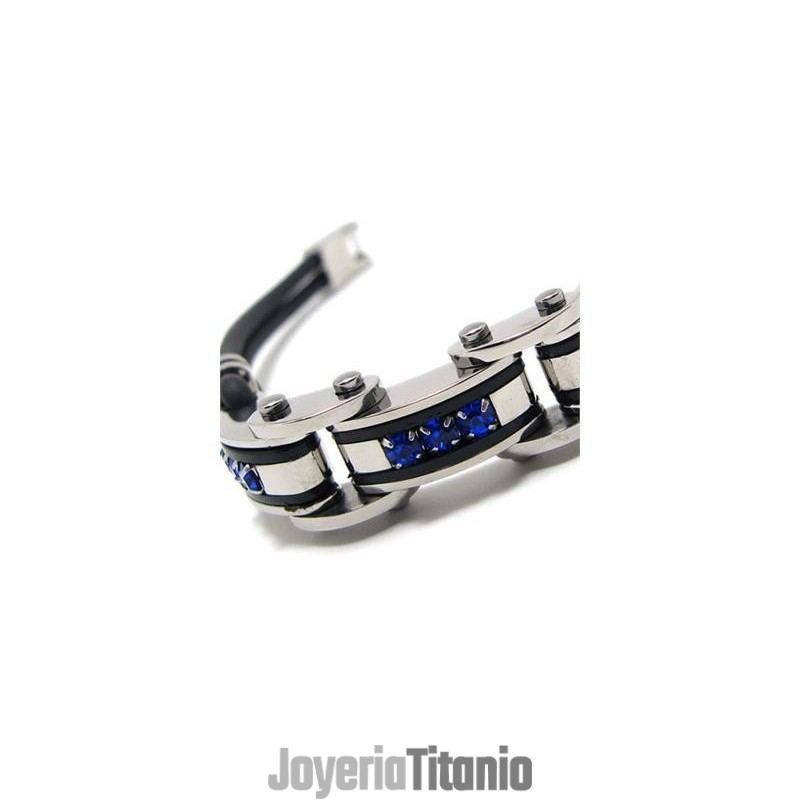 Pulsera De Caucho De Titanio Puro Azul, Negro Y Plateado Para Hombre Pulsera De Caucho De Titanio Puro Azul, Negro Y Plateado Para Hombre