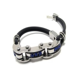 Pulsera De Caucho De Titanio Puro Azul, Negro Y Plateado Para Hombre