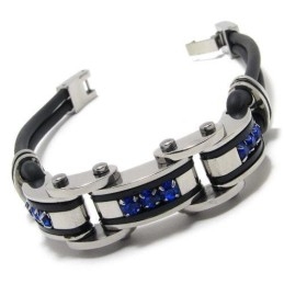 Pulsera De Caucho De Titanio Puro Azul, Negro Y Plateado Para Hombre