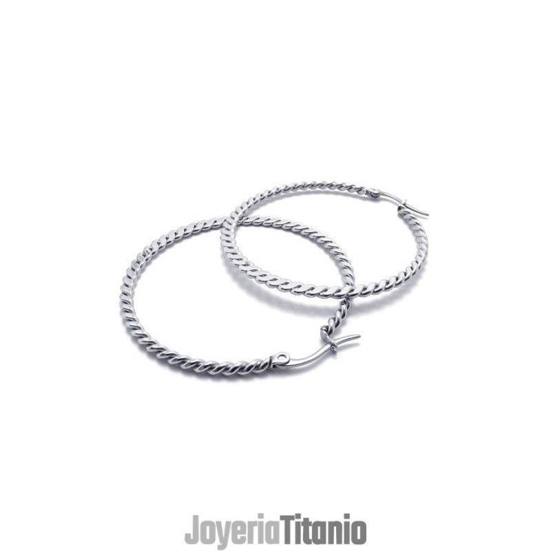 Pendientes De Titanio Con Trenza De Anillo Pendientes De Titanio Con Trenza De Anillo