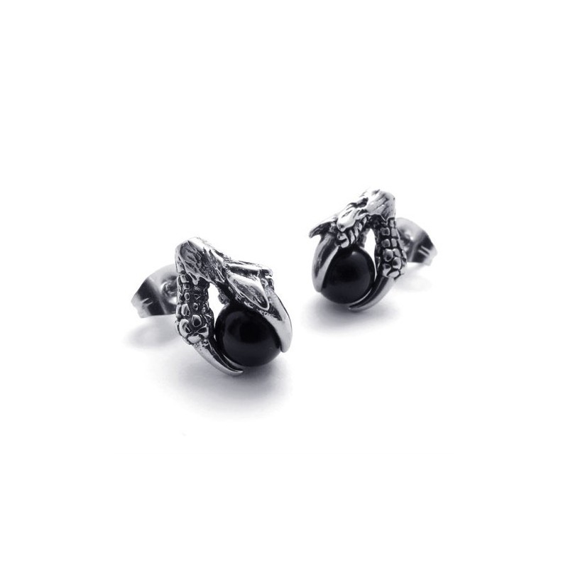 Pendientes De Titanio Con Gemas Negras En Forma De Garra Pendientes De Titanio Con Gemas Negras En Forma De Garra