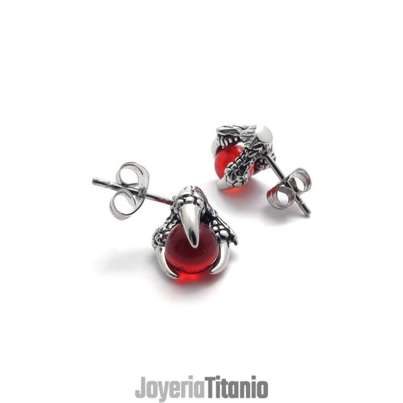 Pendientes De Titanio Con Gemas Rojas En Forma De Garra Pendientes De Titanio Con Gemas Rojas En Forma De Garra