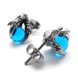 Pendientes De Titanio Con Gemas Azules En Forma De Garra