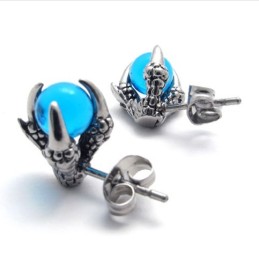 Pendientes De Titanio Con Gemas Azules En Forma De Garra