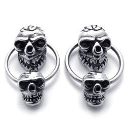 Pendientes De Titanio Con Doble Calavera