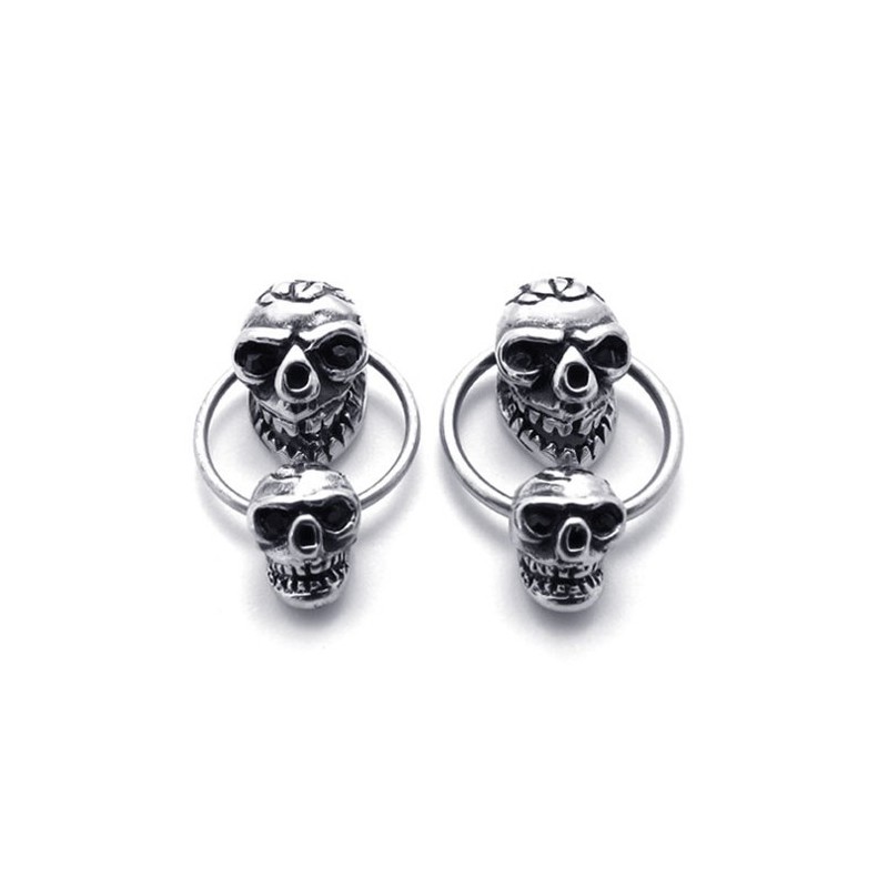 Pendientes De Titanio Con Doble Calavera Pendientes De Titanio Con Doble Calavera