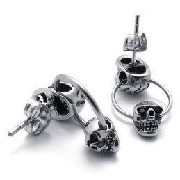 Pendientes De Titanio Con Doble Calavera