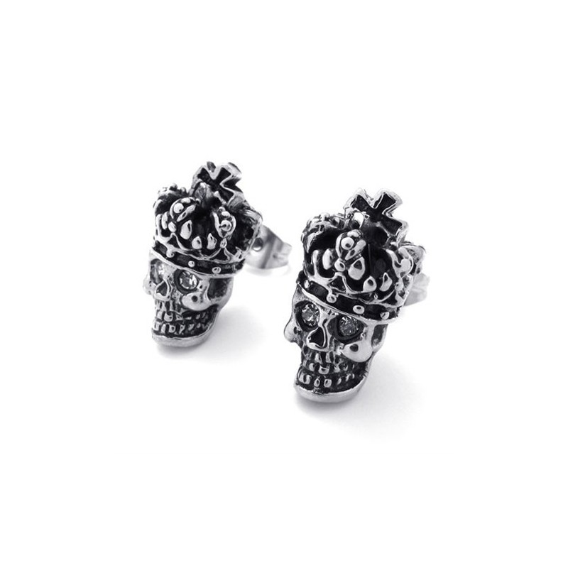 Pendientes De Titanio Con Forma De Calavera Y Corona